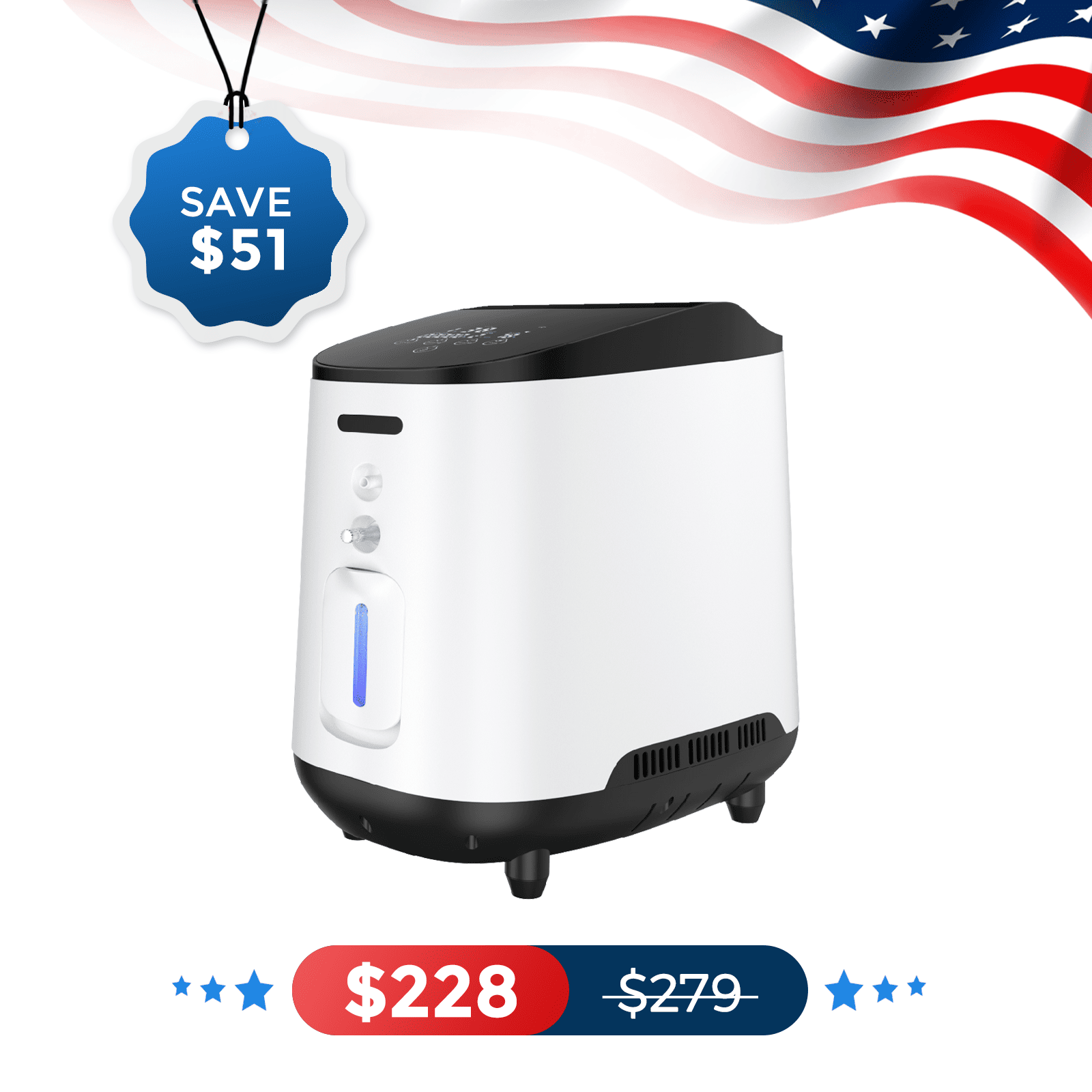 Home Oxygen Concentrator Varon 1-7L/min Adjustable 105W Breathing Machine for Home, Indoor or Car Use with AC/DC Power Supply, Nebulizer Treatment