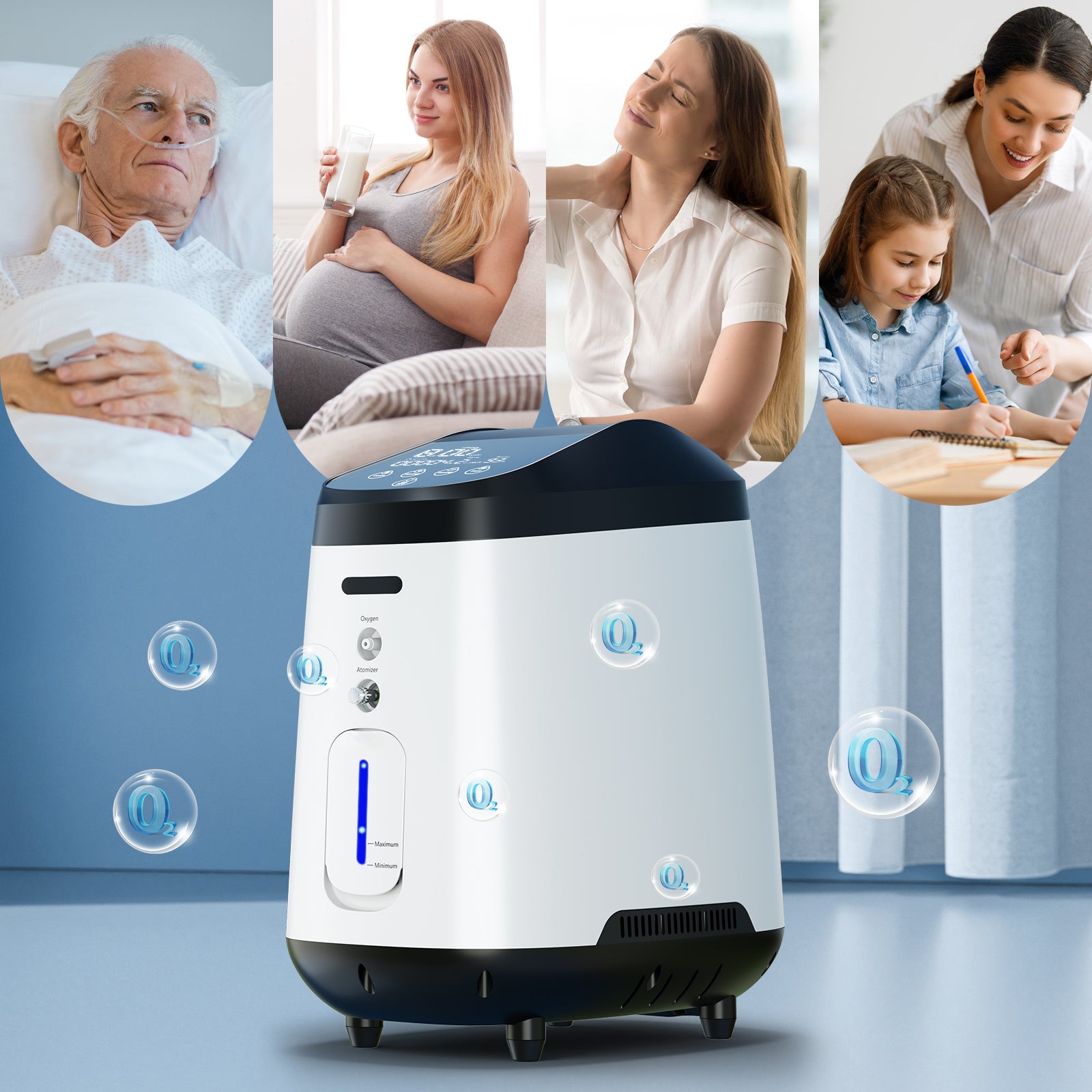 1-8L/min Adjustable Oxygen Concentrator 105W Pro for Home Use