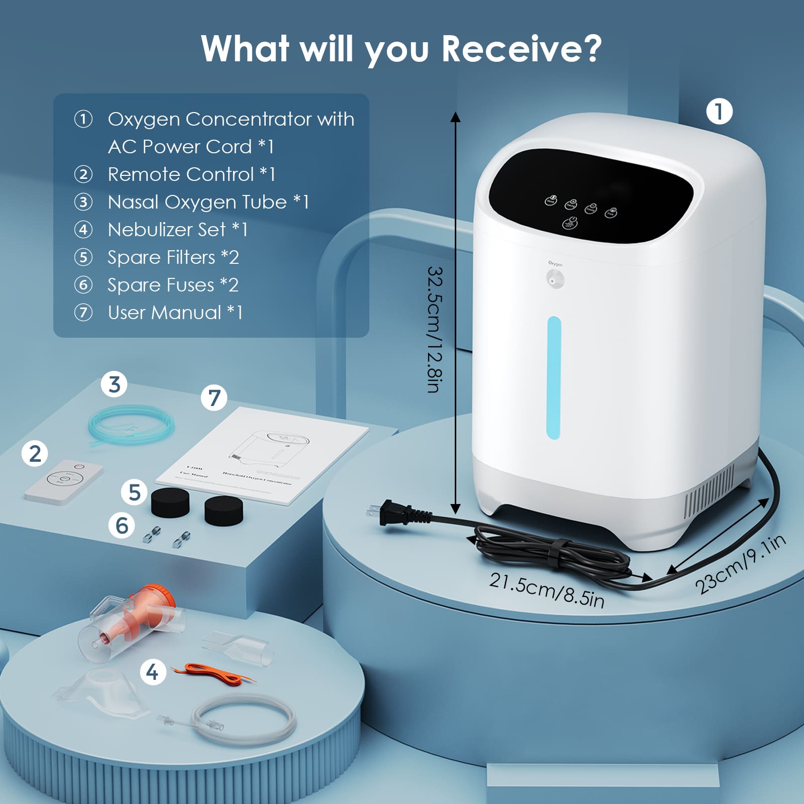 1-7L/min Home Oxygen Concentrator 118W