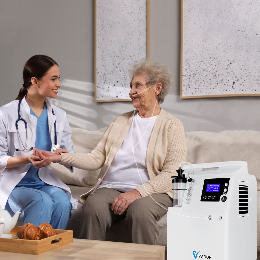 Varon Oxygen Concentrator Medical Grade Stable 93% Oxygen Purity at 0.5-5L/min Continuous Flow Serene 5L for Home Use