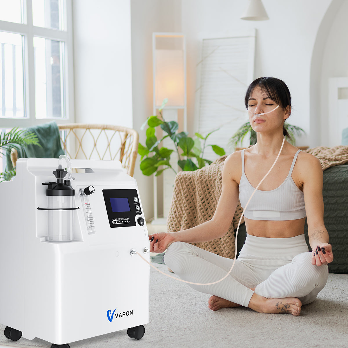 Varon FDA Approved Medical Grade Oxygen Concentrator Serene 5L for Home 0.5-5L/min Low Noise with  2-in-1 Nebulization
