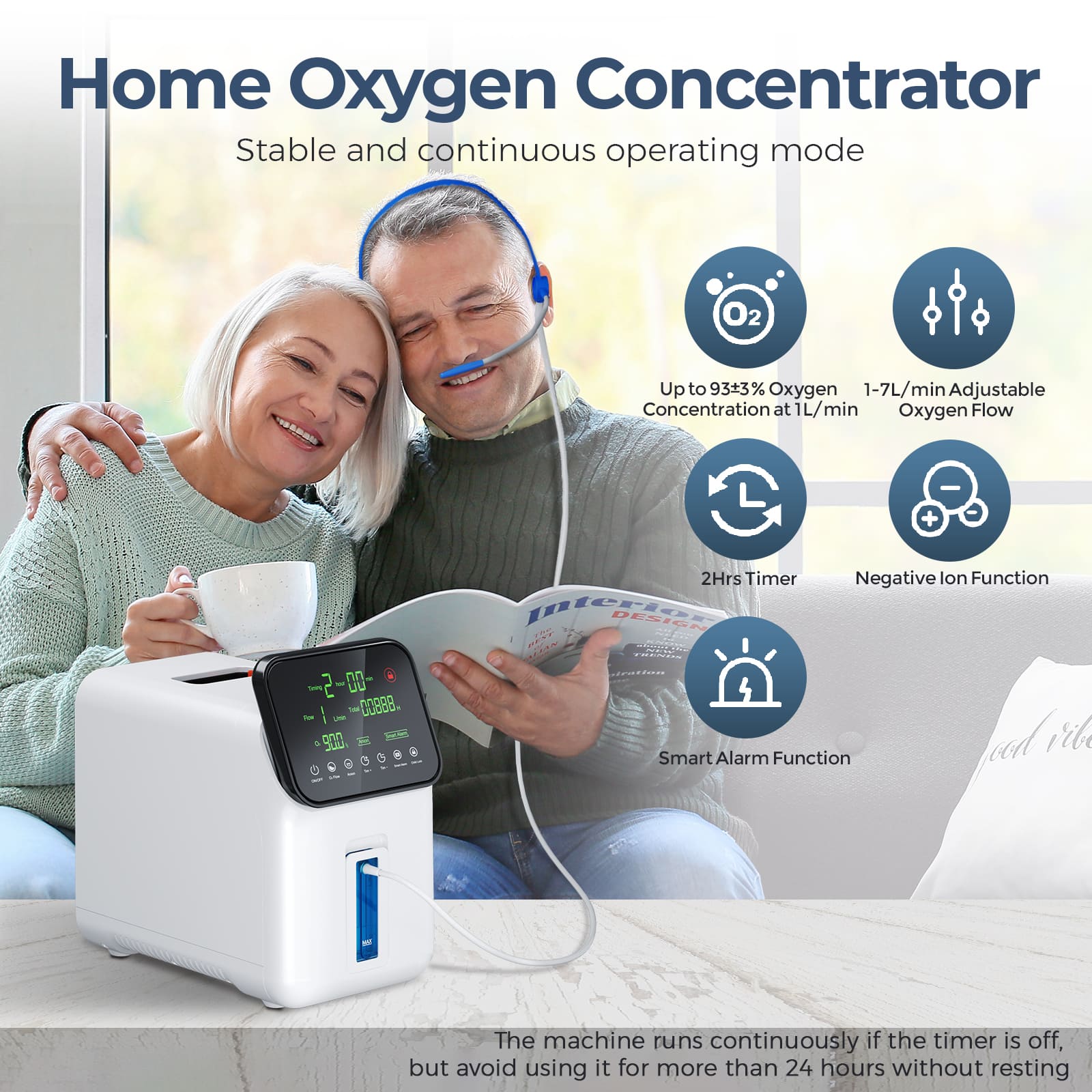 1-7L/min Home Oxygen Concentrator YK608A