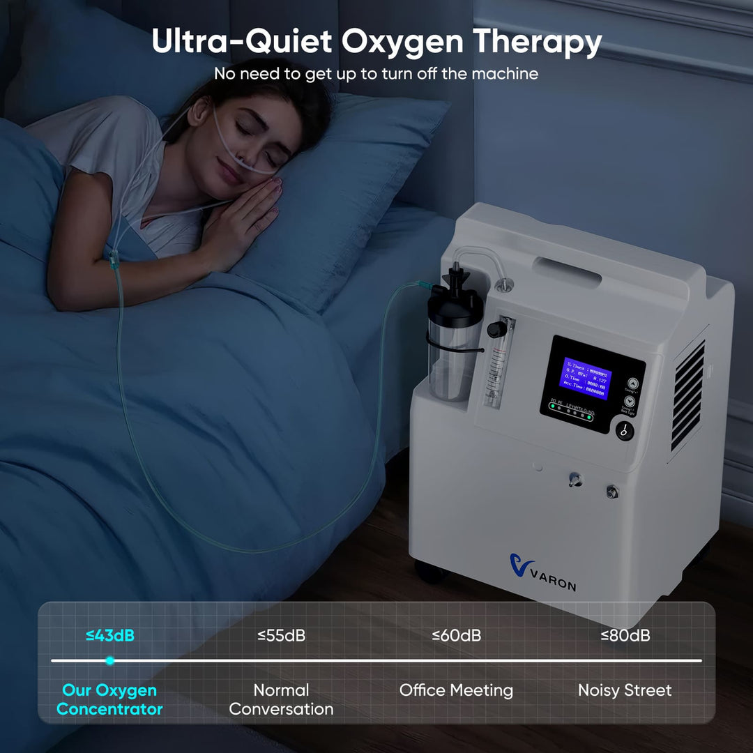 Varon Oxygen Concentrator Medical Grade Stable 93% Oxygen Purity at 0.5-5L/min Continuous Flow Serene 5L for Home Use