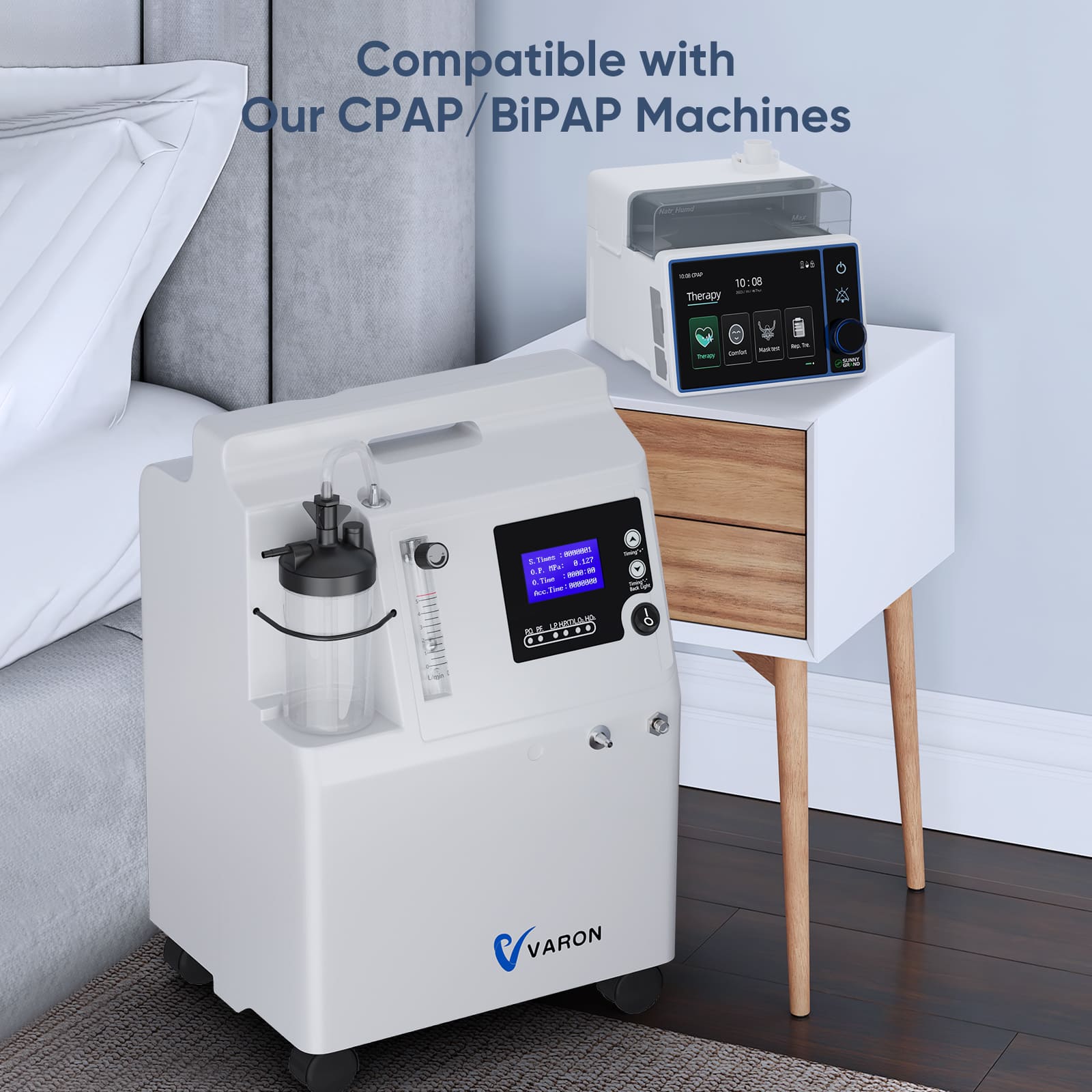Varon 5L Oxygen Concentrator FDA Approved Continuous Flow Home Oxygen Concentrator Serene 5 with 2-in-1 Nebulization and 24H/7D Operation