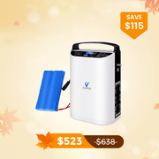 VARON 5L/min Pulse Flow Portable Oxygen Concentrator NT-01+One 8 Cell Battery