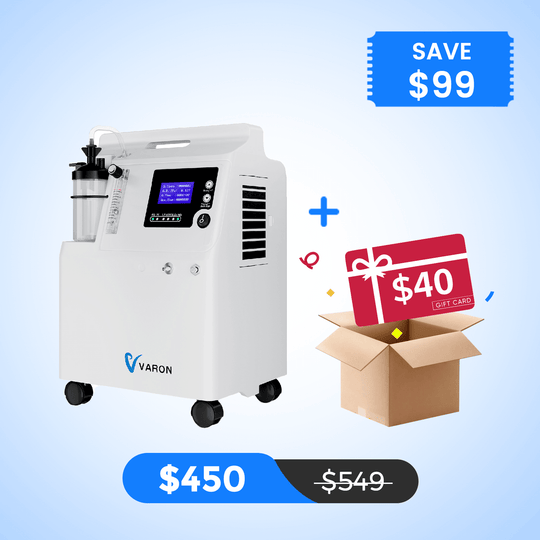 Varon Oxygen Concentrator Medical Grade Stable 93% Oxygen Purity at 0.5-5L/min Continuous Flow Serene 5L for Home Use
