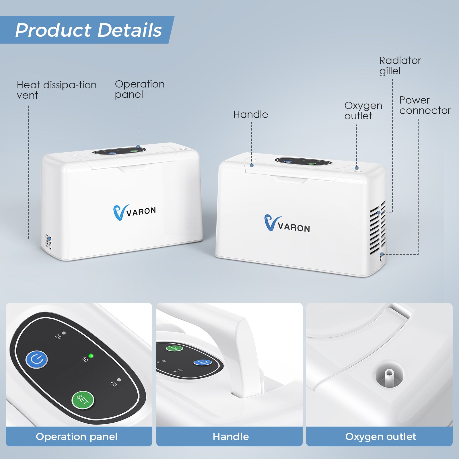 VARON Continuous Flow Portable Oxygen Concentrator NT-05