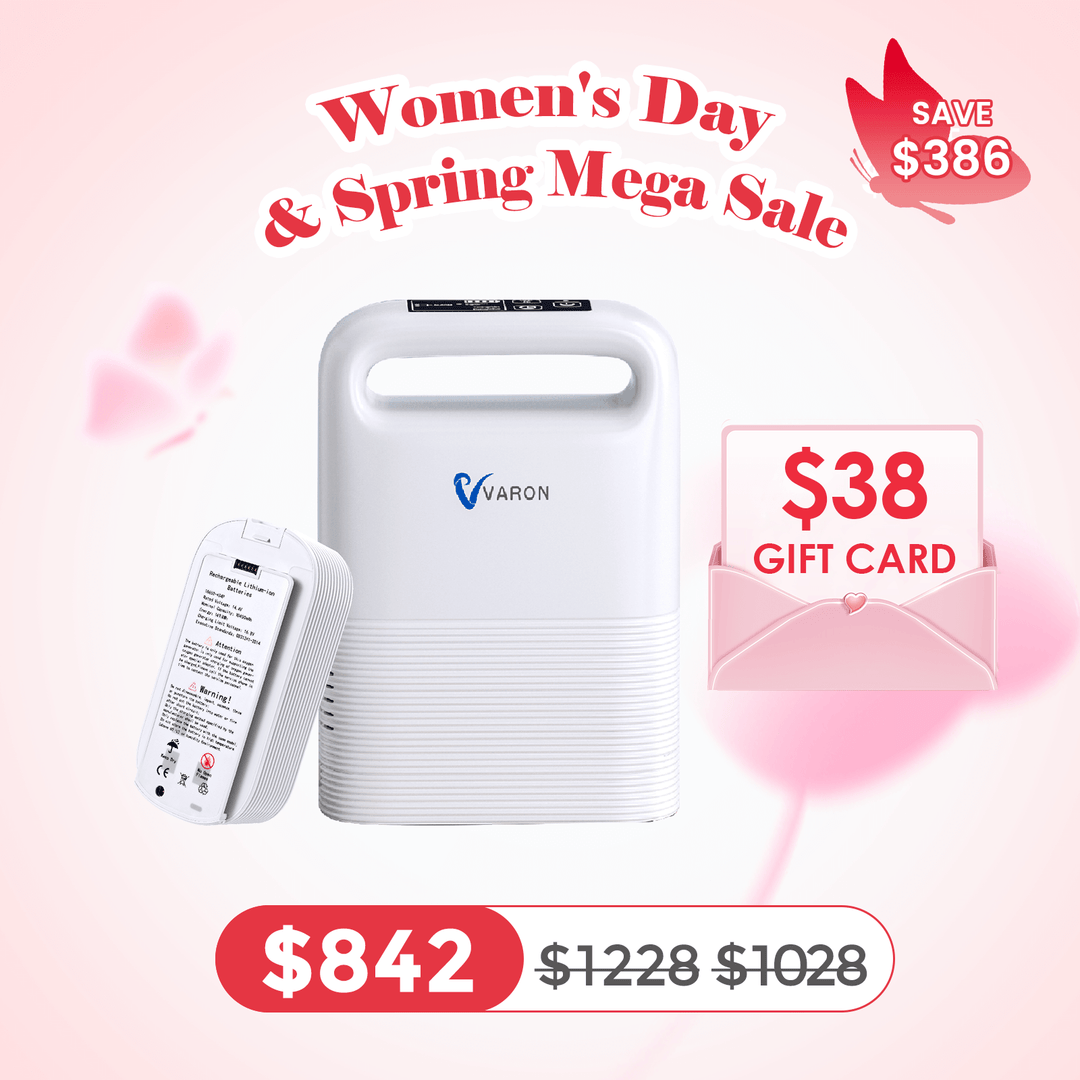 VARON 1-5L/min Pulse Flow Portable Oxygen Concentrator NT-02✨8 Cell/16 Cell Battery