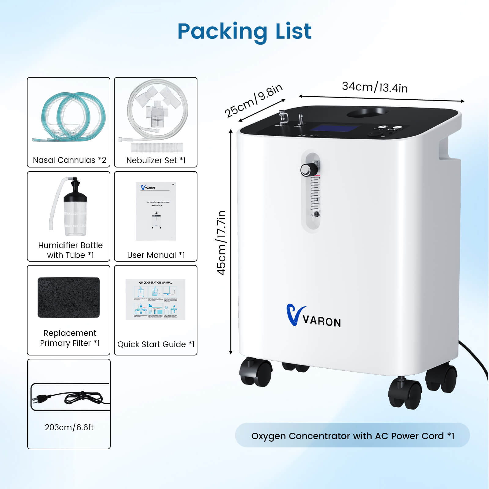 VARON Home Oxygen Concentrator With the Wheels JAY-3EW