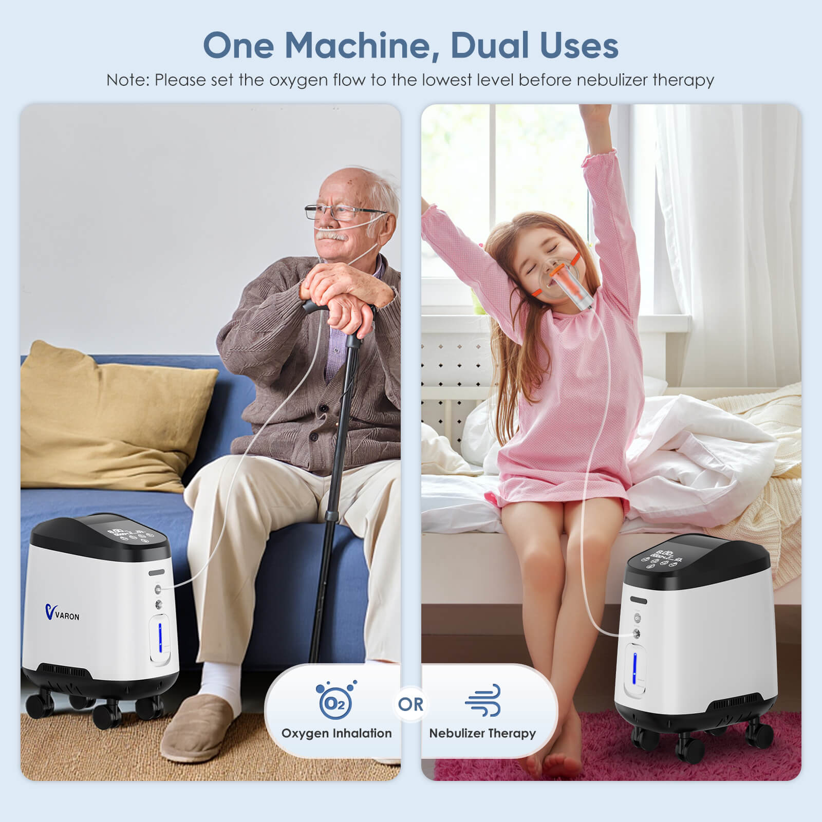 VARON Home Oxygen Concentrator With the Wheels 105W Pro Max