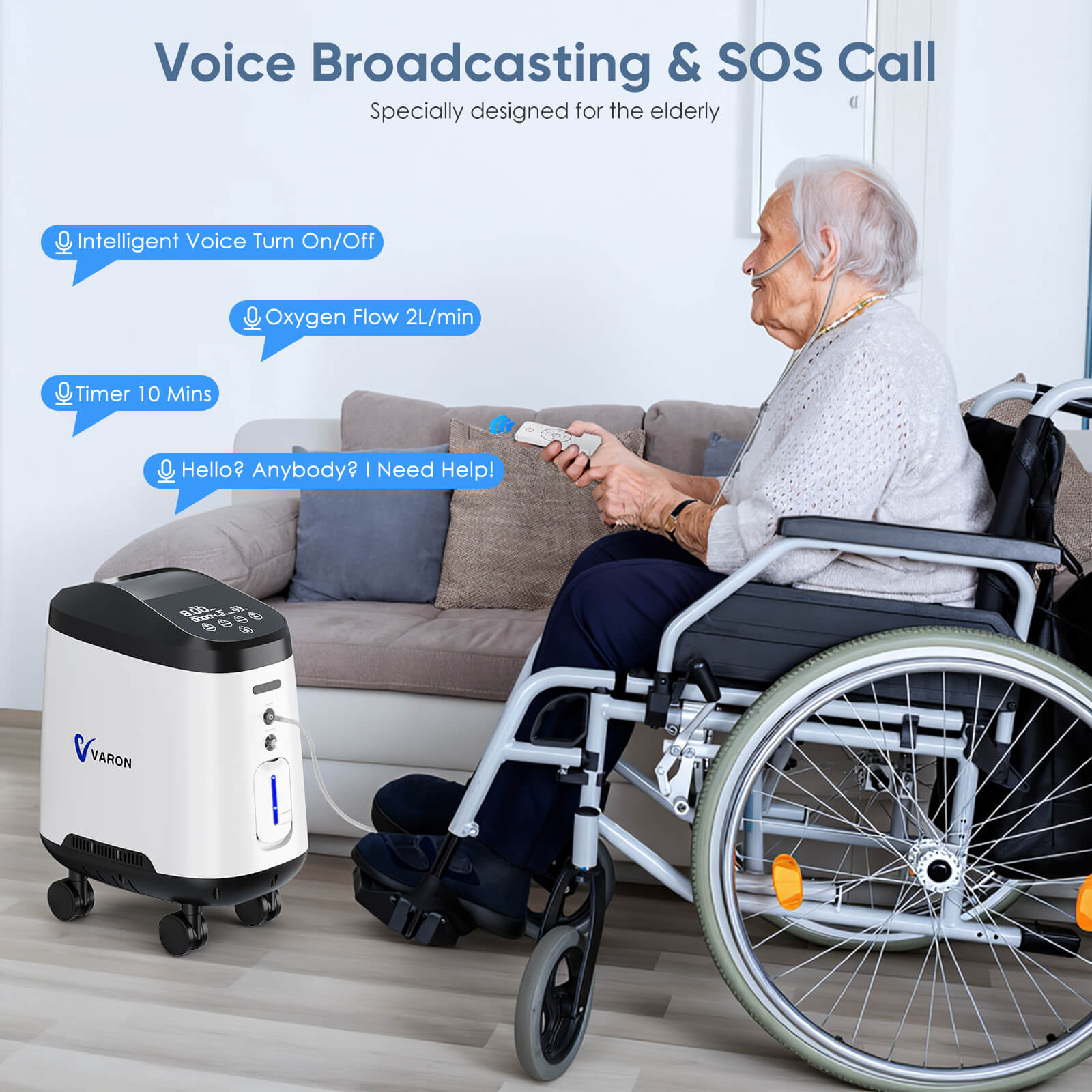 VARON Home Oxygen Concentrator With the Wheels 105W Pro Max