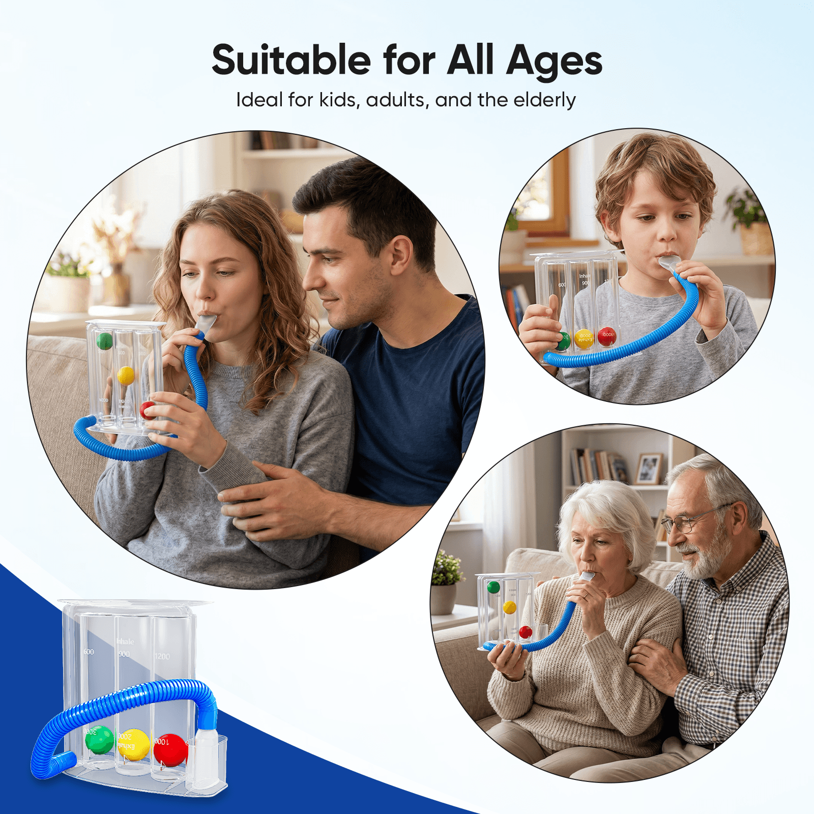 3-Ball Incentive Spirometer Respiratory Breathing Trainer