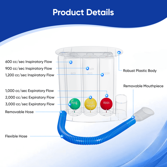 3-Ball Incentive Spirometer Respiratory Breathing Trainer