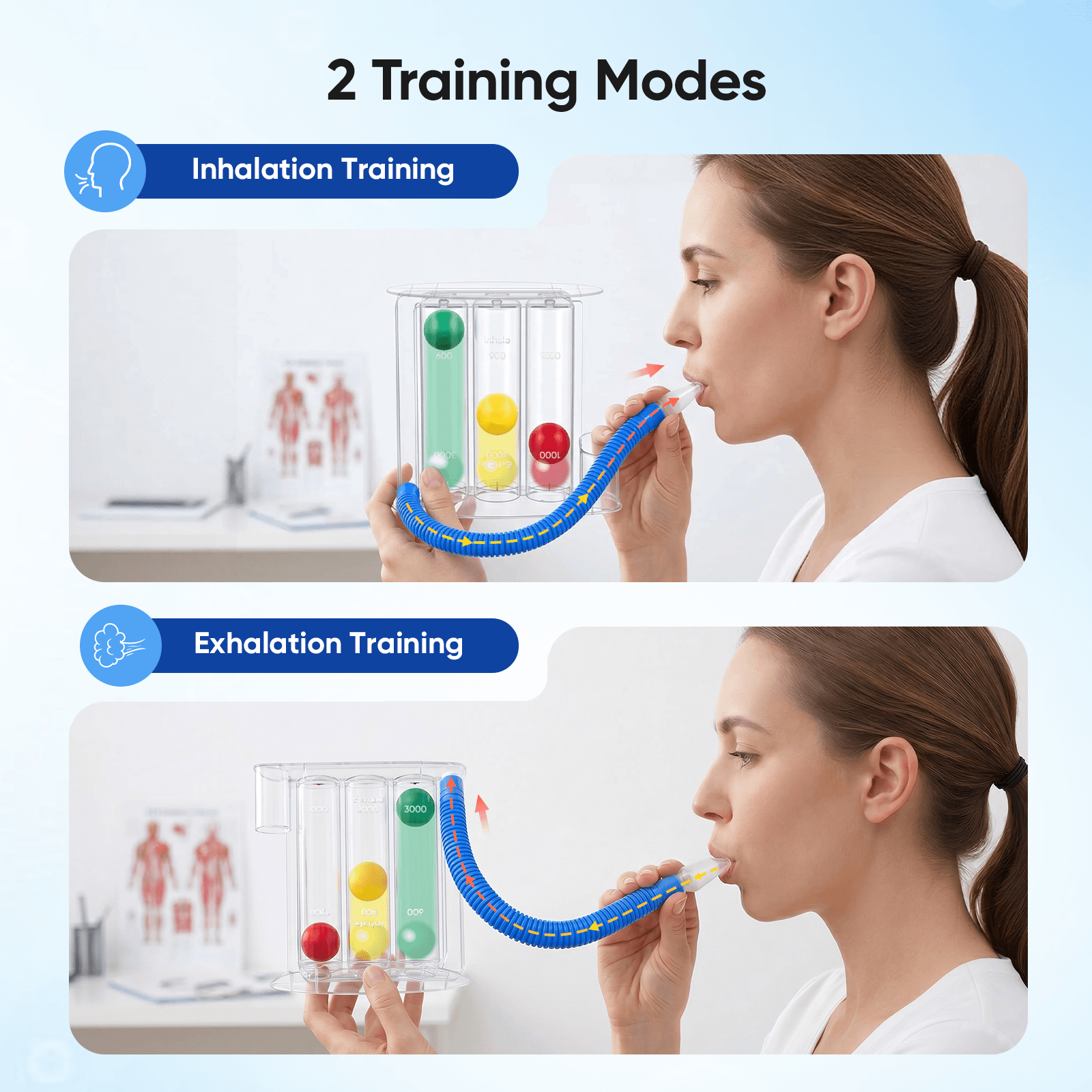 3-Ball Incentive Spirometer Respiratory Breathing Trainer