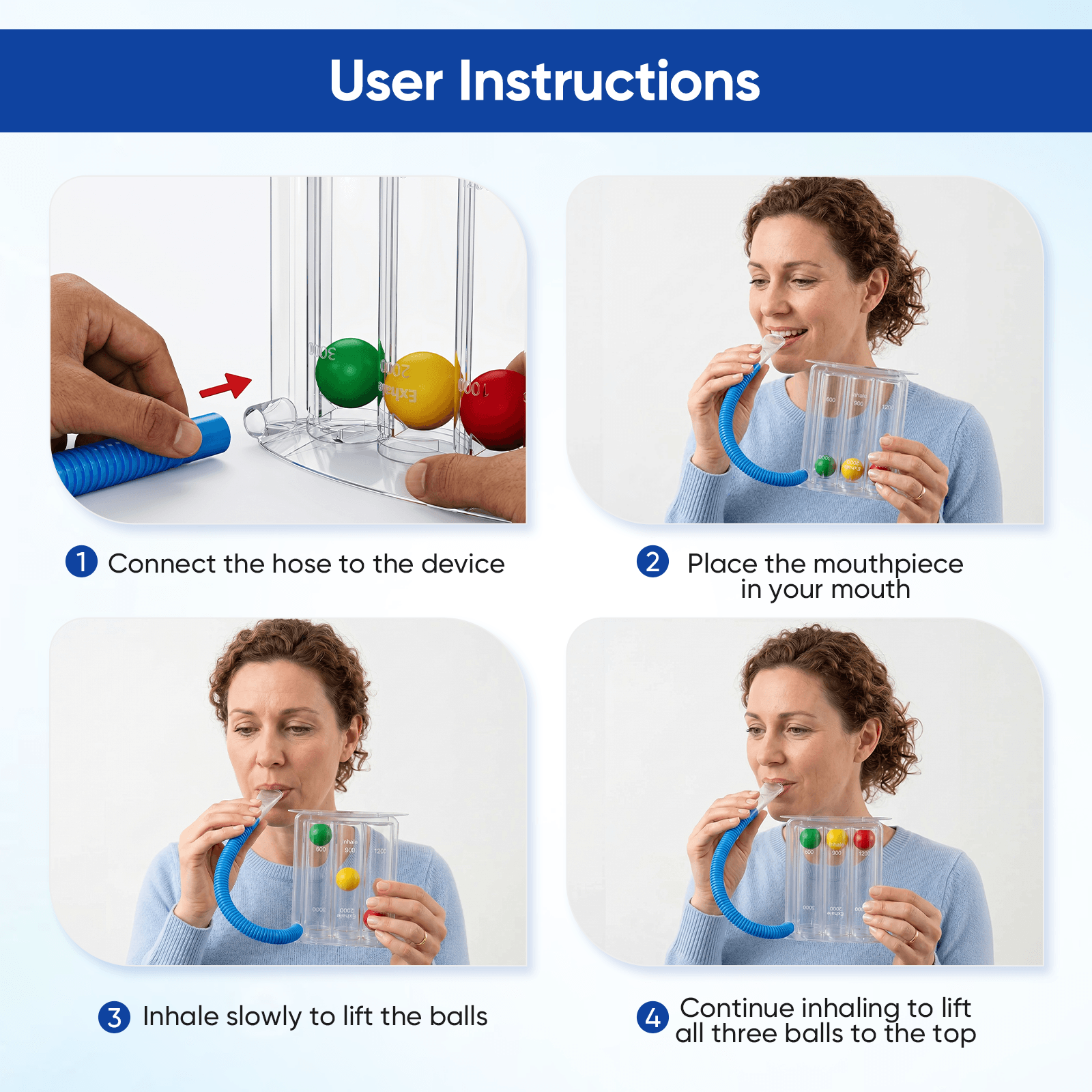 3-Ball Incentive Spirometer Respiratory Breathing Trainer