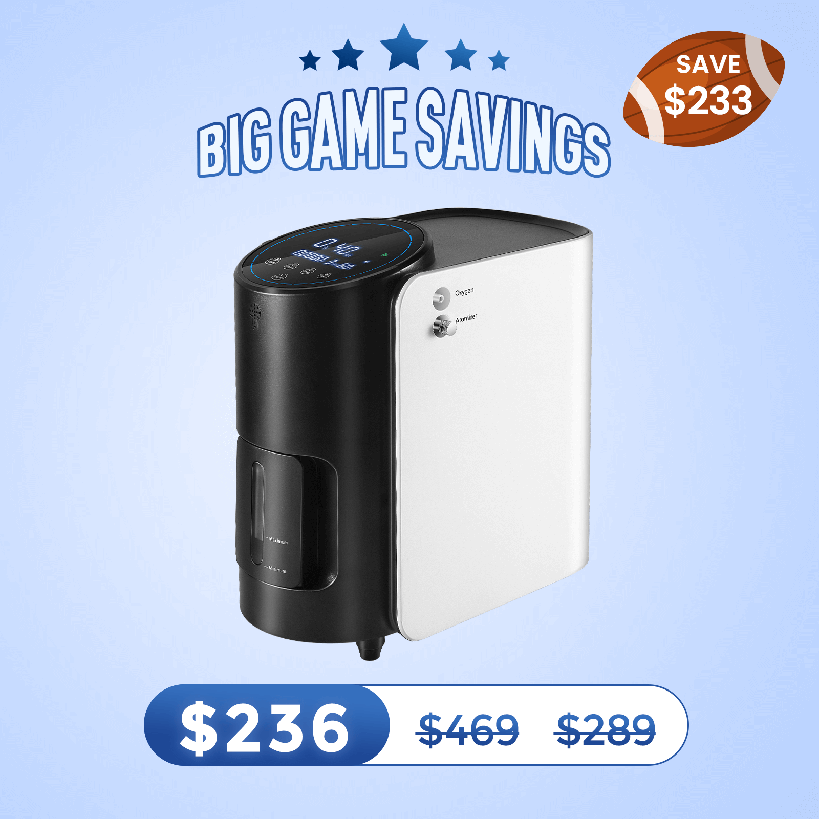 VARON 1-7L/min Adjustable Home Oxygen Concentrator 101W