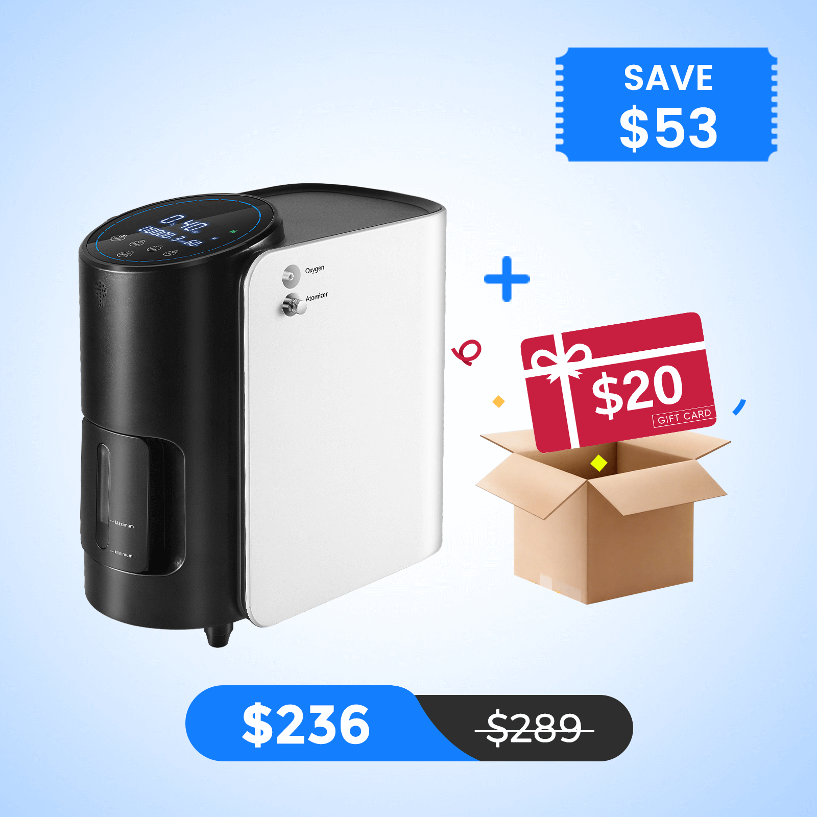 VARON 1-7L/min Adjustable Home Oxygen Concentrator 101W