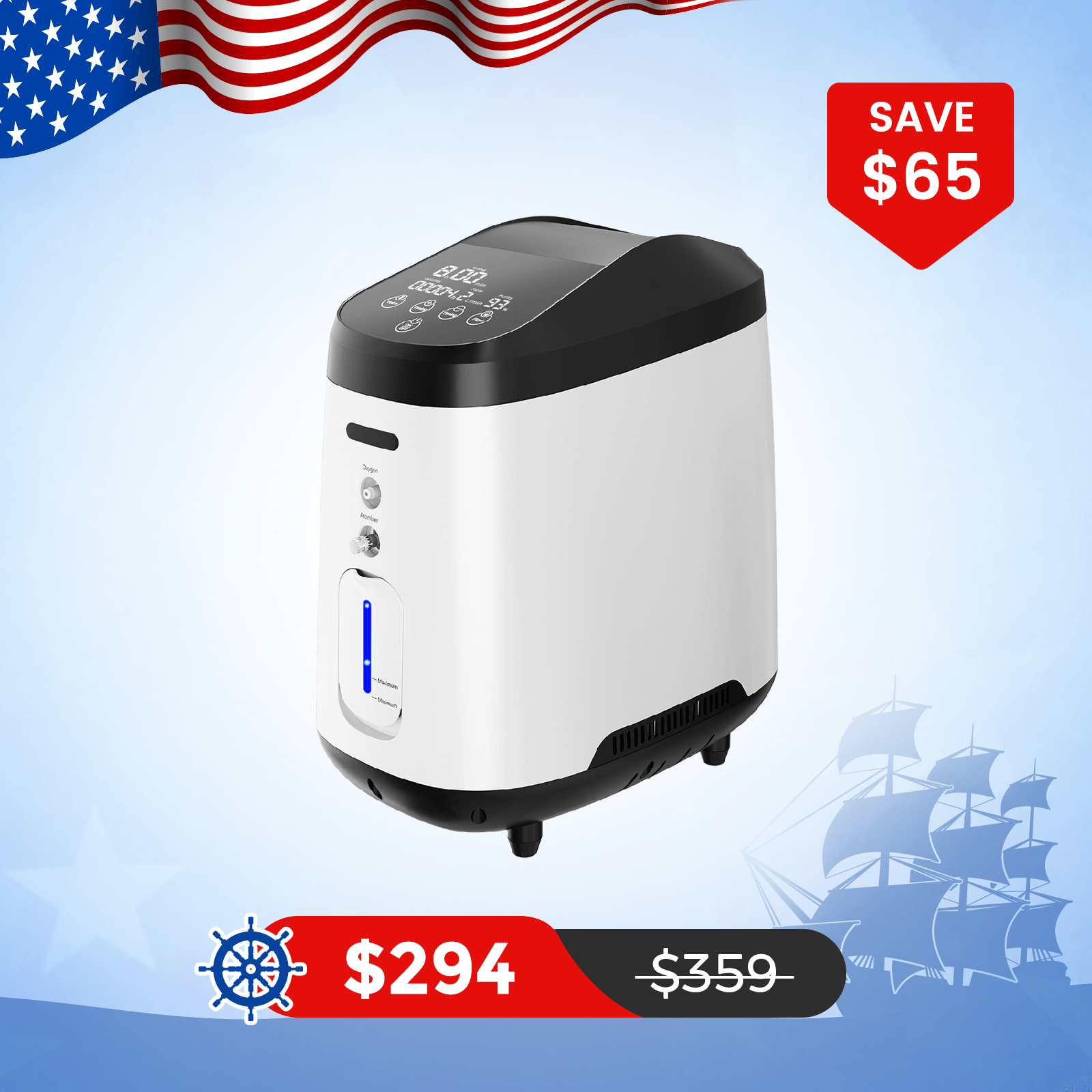 VARON Home Oxygen Concentrator 1-8L/min Adjustable 105W Pro