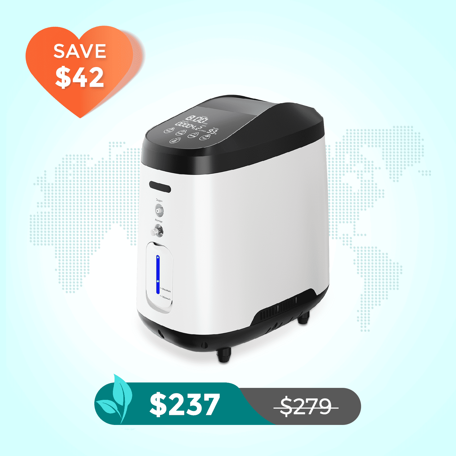 VARON Home Oxygen Concentrator 1-8L/min Adjustable 105W Pro