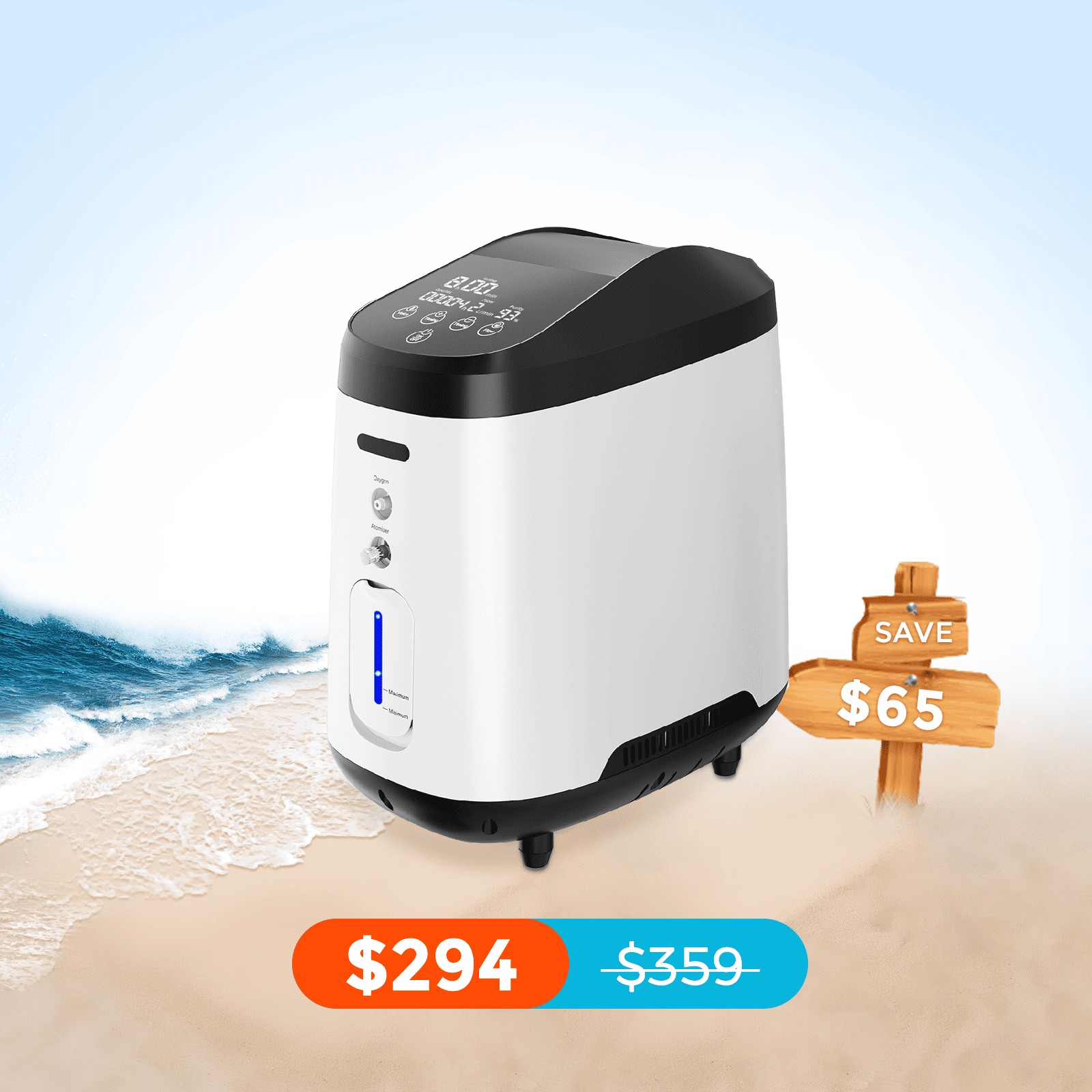 VARON Home Oxygen Concentrator 1-8L/min Adjustable 105W Pro