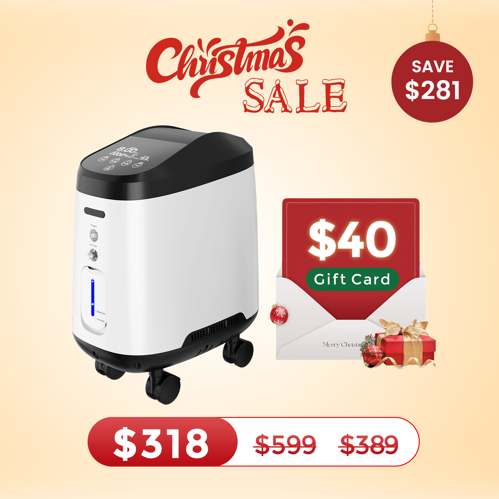 VARON Home Oxygen Concentrator With the Wheels 105W Pro Max