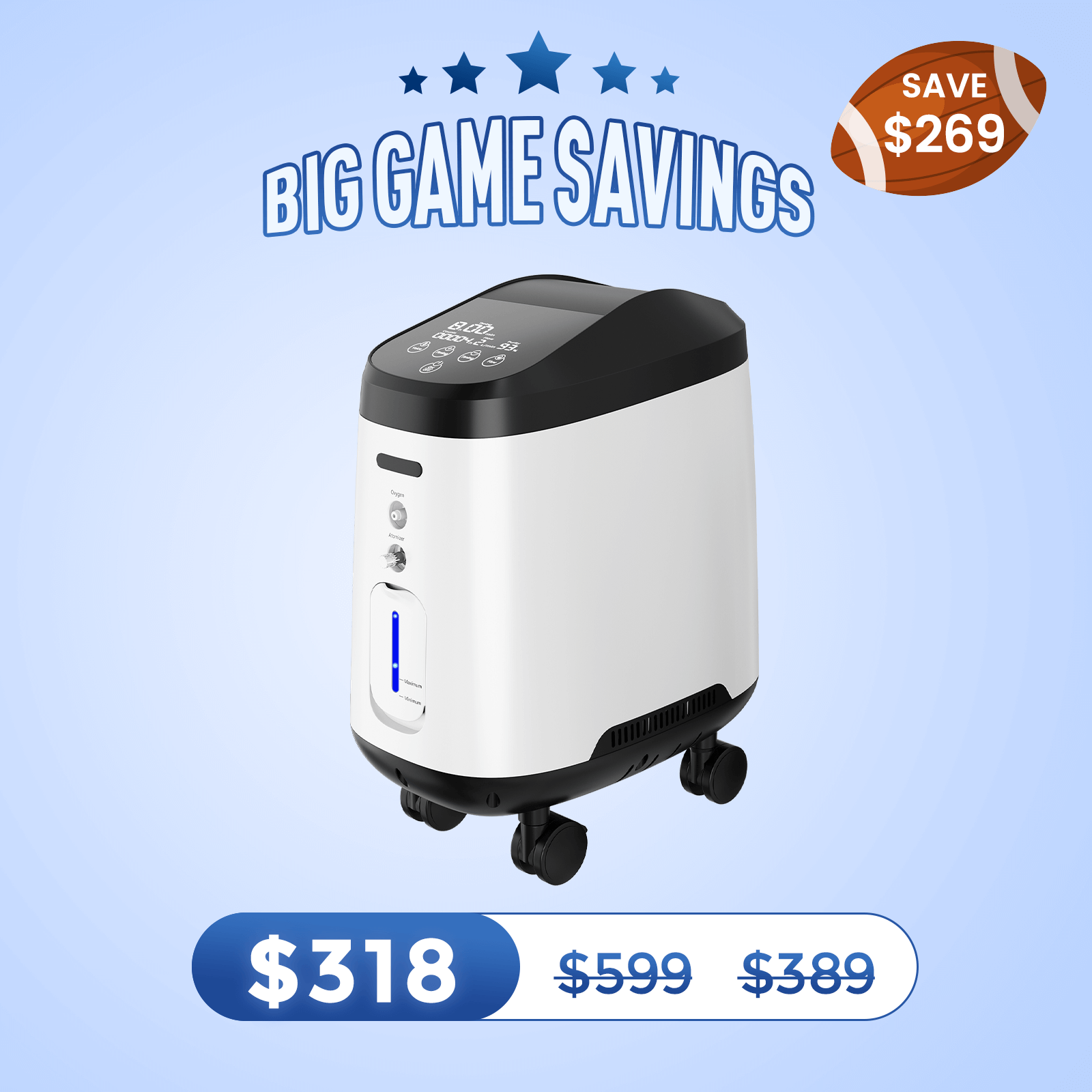 VARON Home Oxygen Concentrator With the Wheels 105W Pro Max