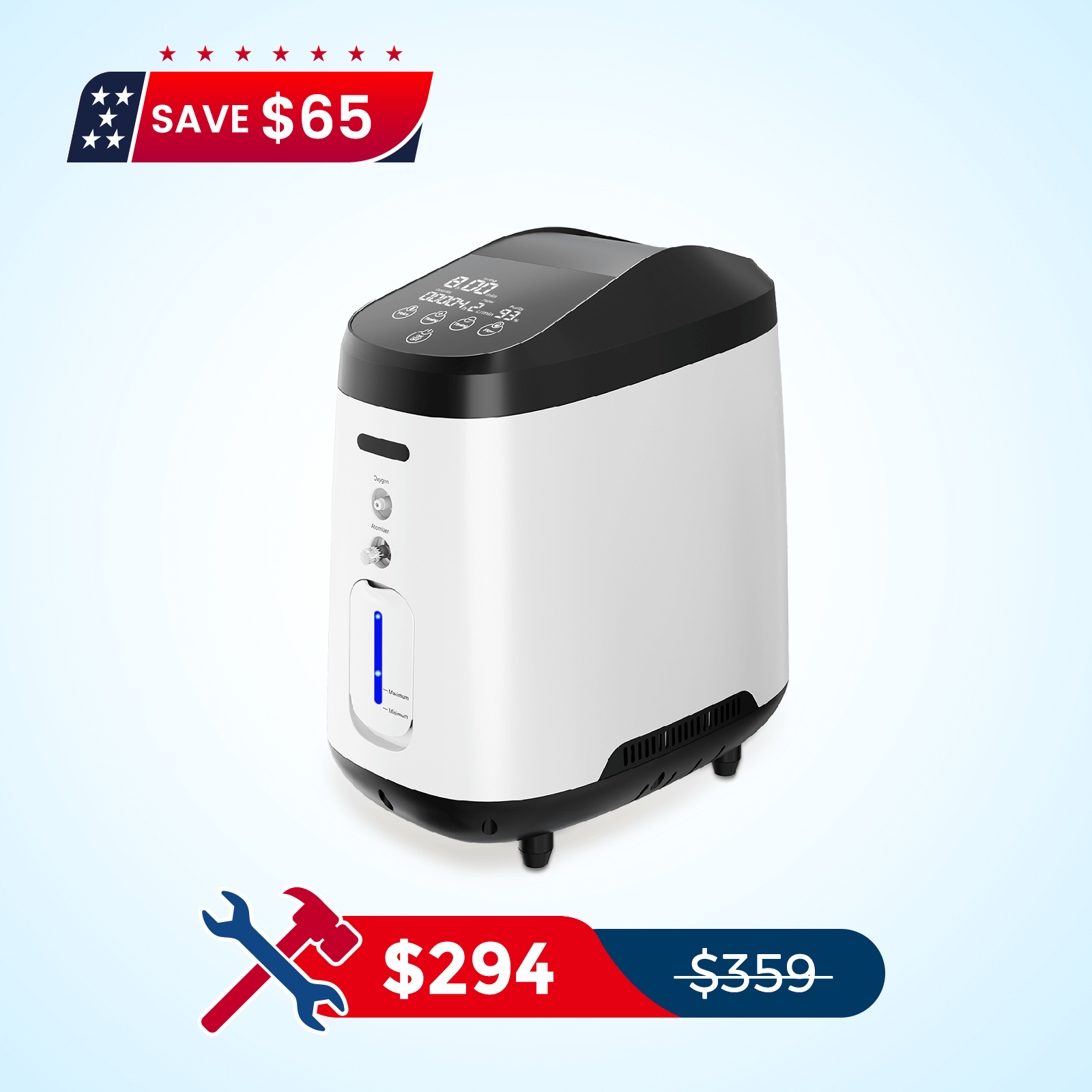 VARON Home Oxygen Concentrator 1-8L/min Adjustable 105W Pro
