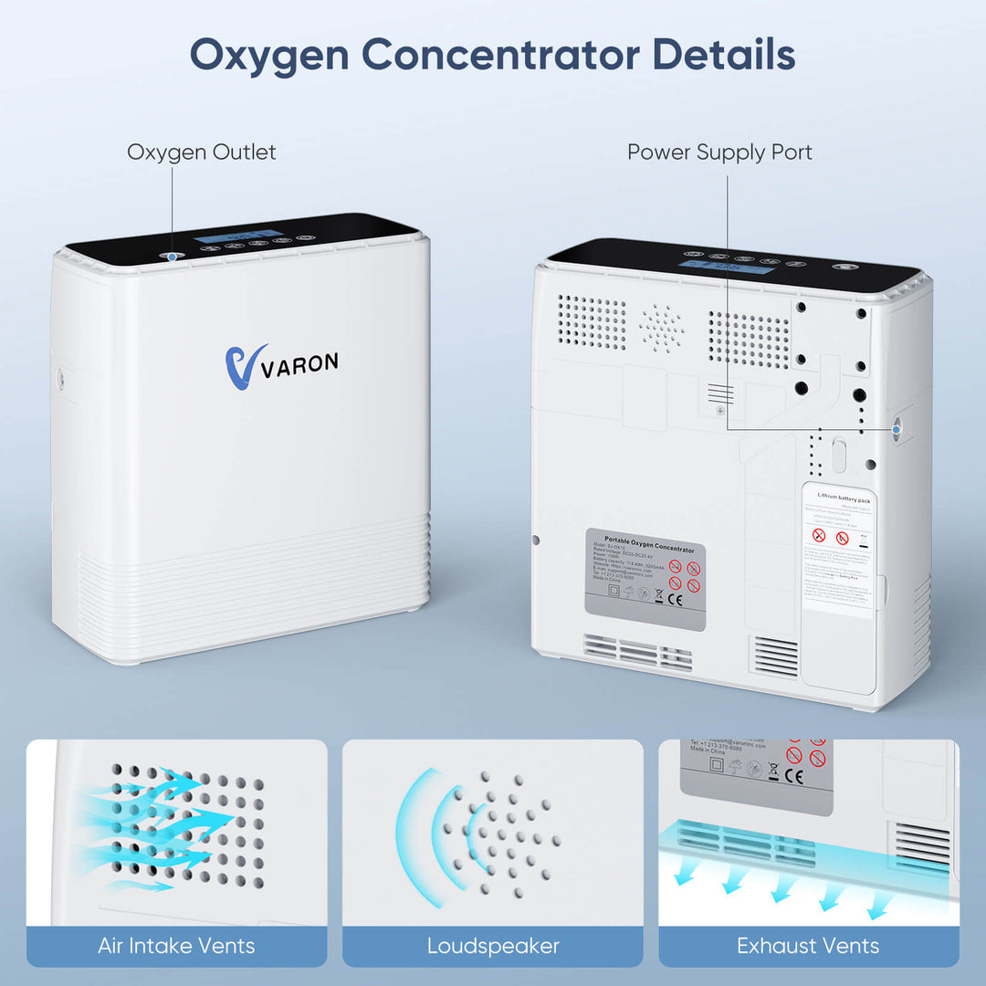 Portable Oxygen Concentrator Varon 1-6L/min Continuous Flow NT-06 with One Battery for Outdoor Use