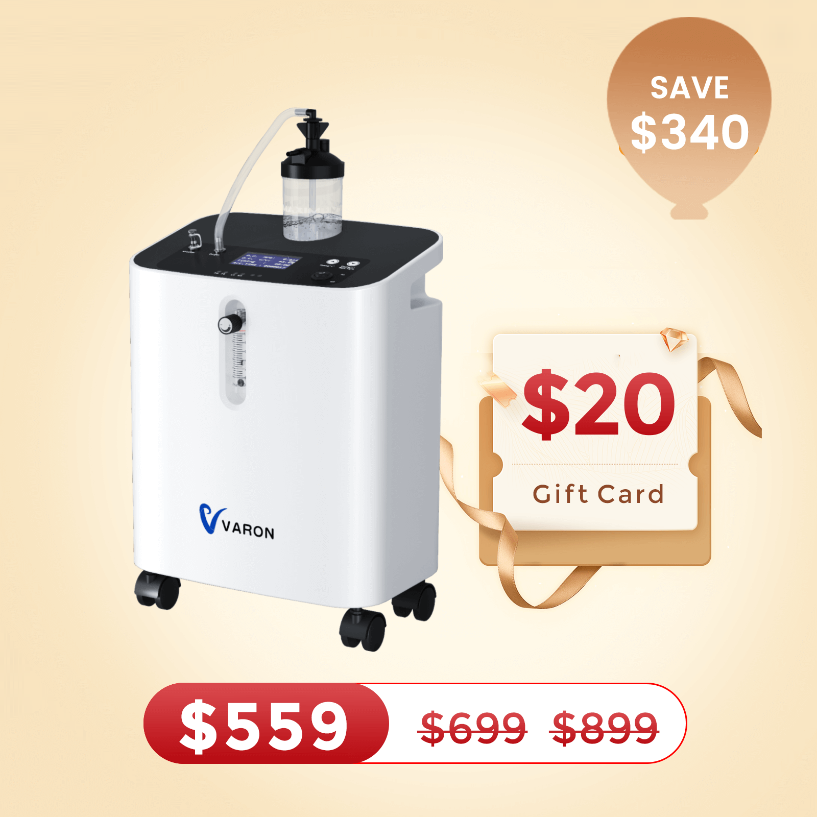 VARON Home Oxygen Concentrator With the Wheels JAY-3EW