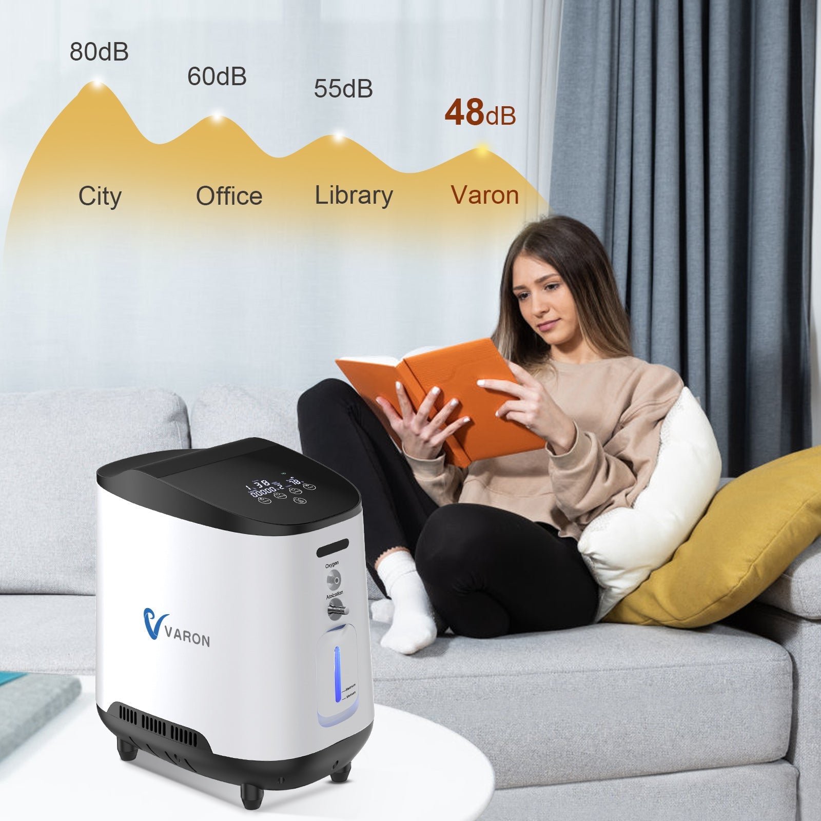 VARON 1-7L/min Adjustable Home Oxygen Concentrator 105W