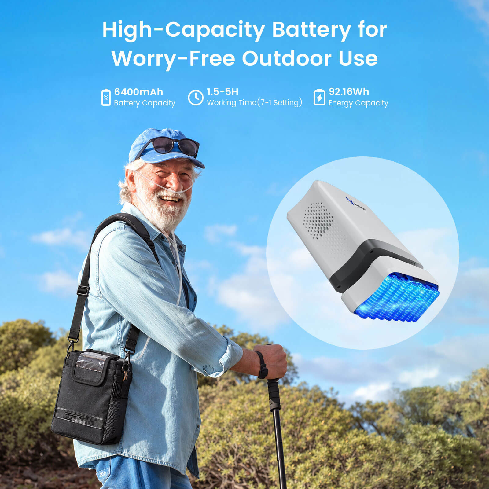 VARON Portable Oxygen Concentrator 1-7 L/min VP-8 Lite