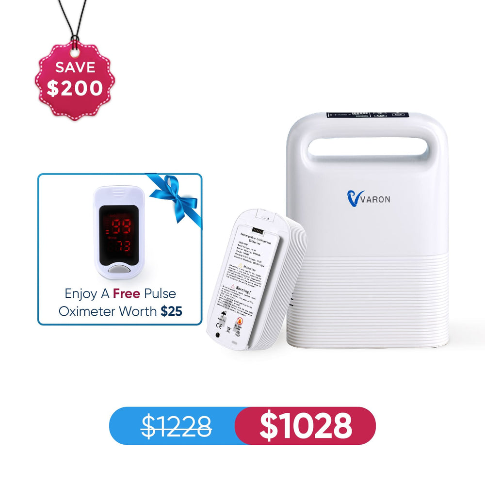 VARON 1-5L/min Pulse Flow Portable Oxygen Concentrator NT-02✨8 Cell/16 Cell Battery