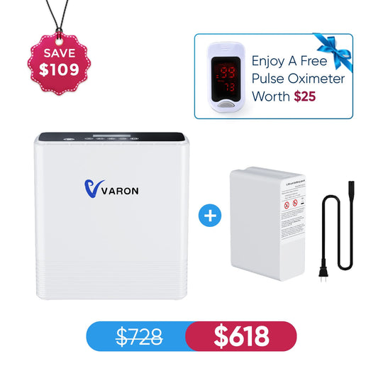 VARON Portable Oxygen Concentrator 1-6L/min NT-06+One Battery Bundle