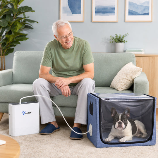 VARON Pet Oxygen Support Bundle for Small Pets with NT-06 Concentrator and Oxygen Chamber