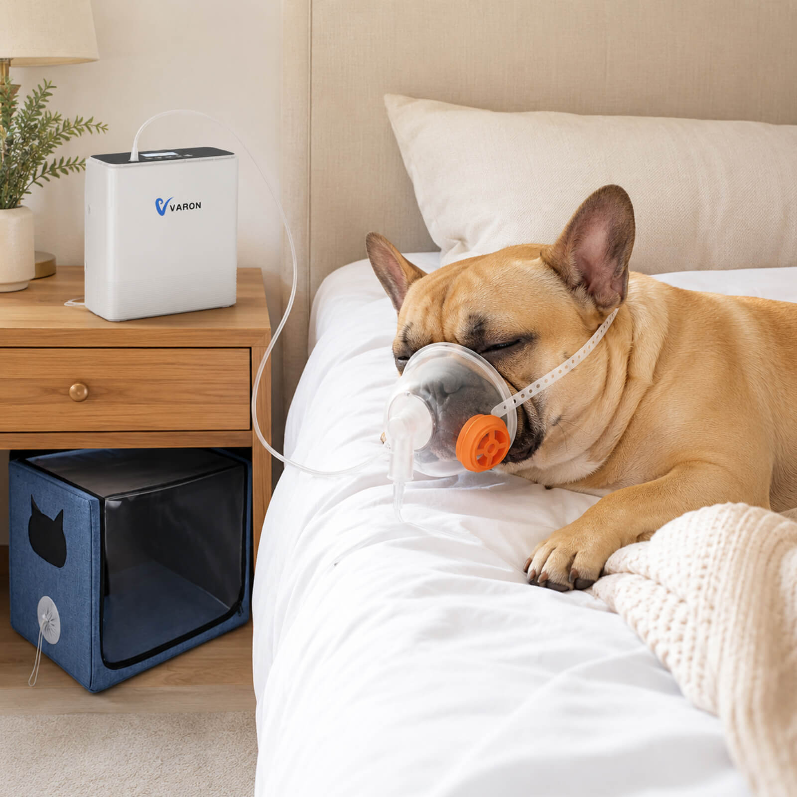 VARON Pet Oxygen Support Bundle for Small Pets with NT-06 Concentrator and Oxygen Chamber