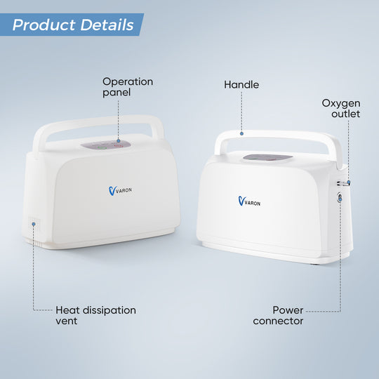 VARON Portable Oxygen Concentrator NT-03+An 8 Cell Battery