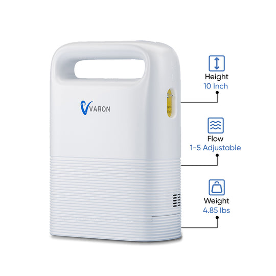 VARON 1-5L/min Pulse Flow Portable Oxygen Concentrator NT-02✨8 Cell/16 Cell Battery