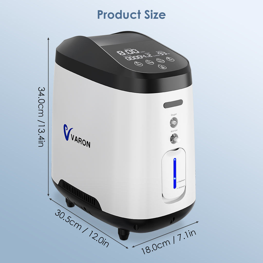 Varon 1-8 Liter Home Use Oxygen Concentrator Ultra Quiet 105W Pro 24/7D Use with 10-stage Filtration