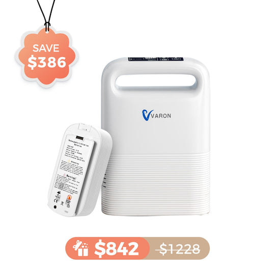 VARON 1-5L/min Pulse Flow Portable Oxygen Concentrator NT-02✨8 Cell/16 Cell Battery