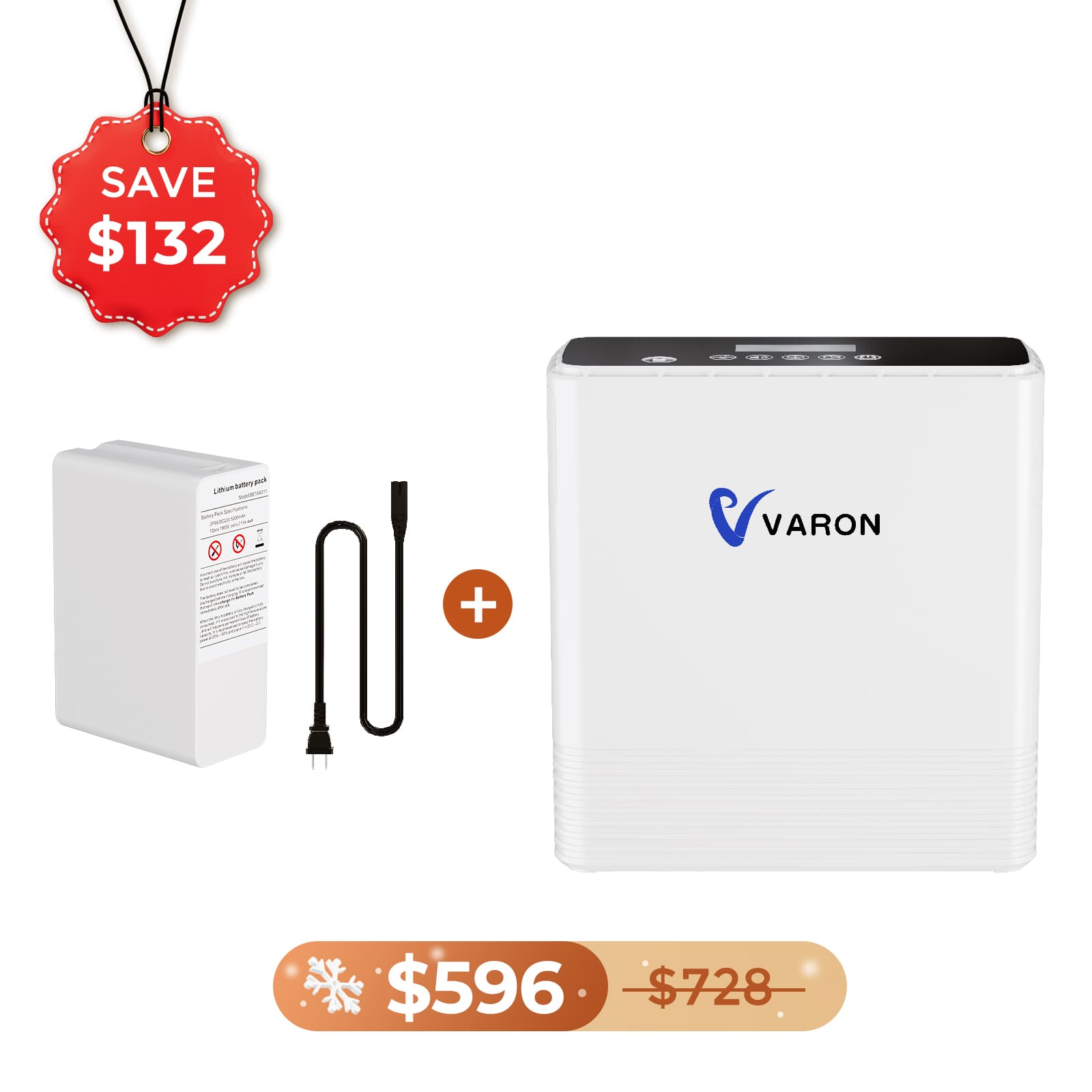 VARON Portable Oxygen Concentrator 1-6L/min NT-06+One Battery Bundle