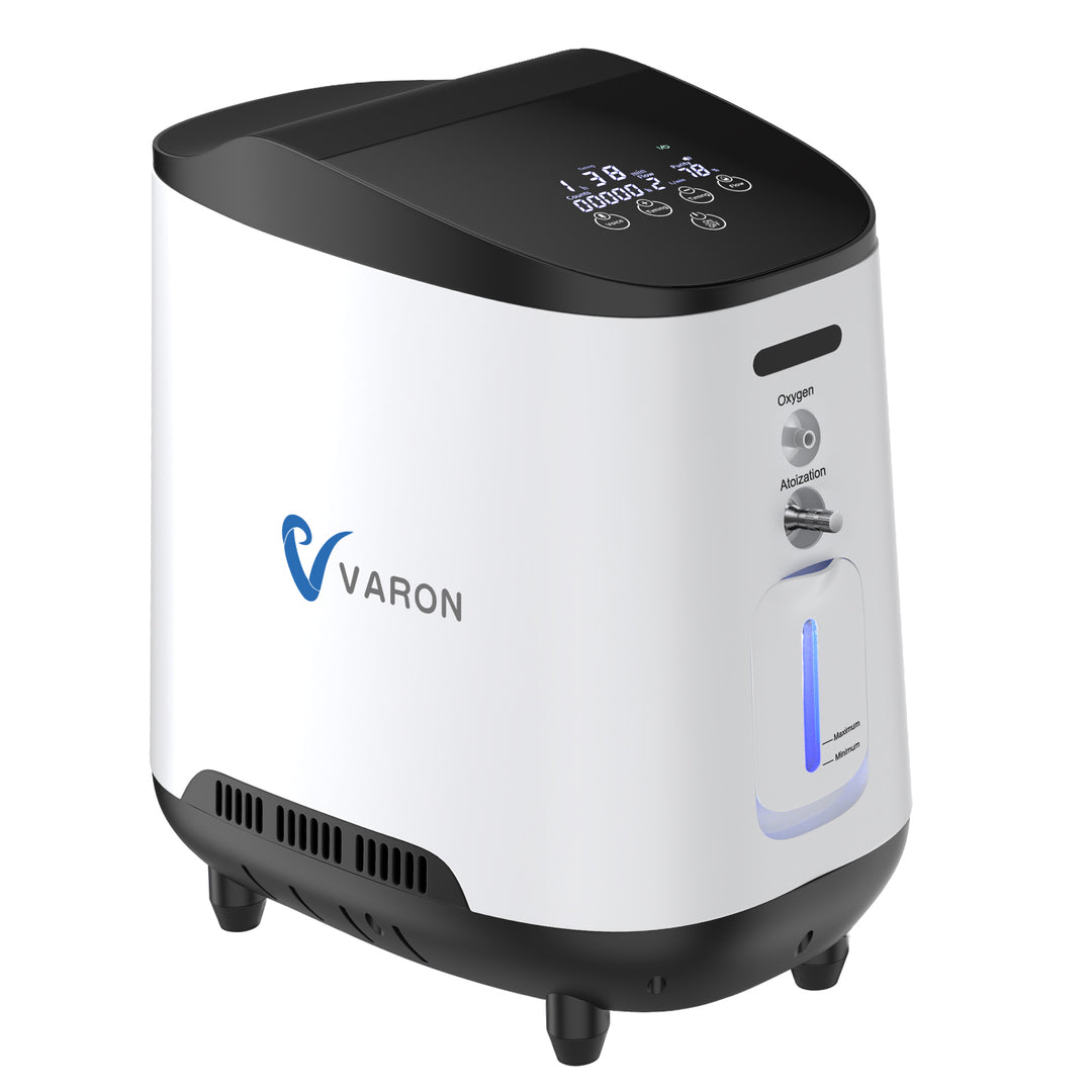 Home Oxygen Concentrator Varon 1-7L/min Adjustable 105W Breathing Machine for Home, Indoor or Car Use with AC/DC Power Supply, Nebulizer Treatment