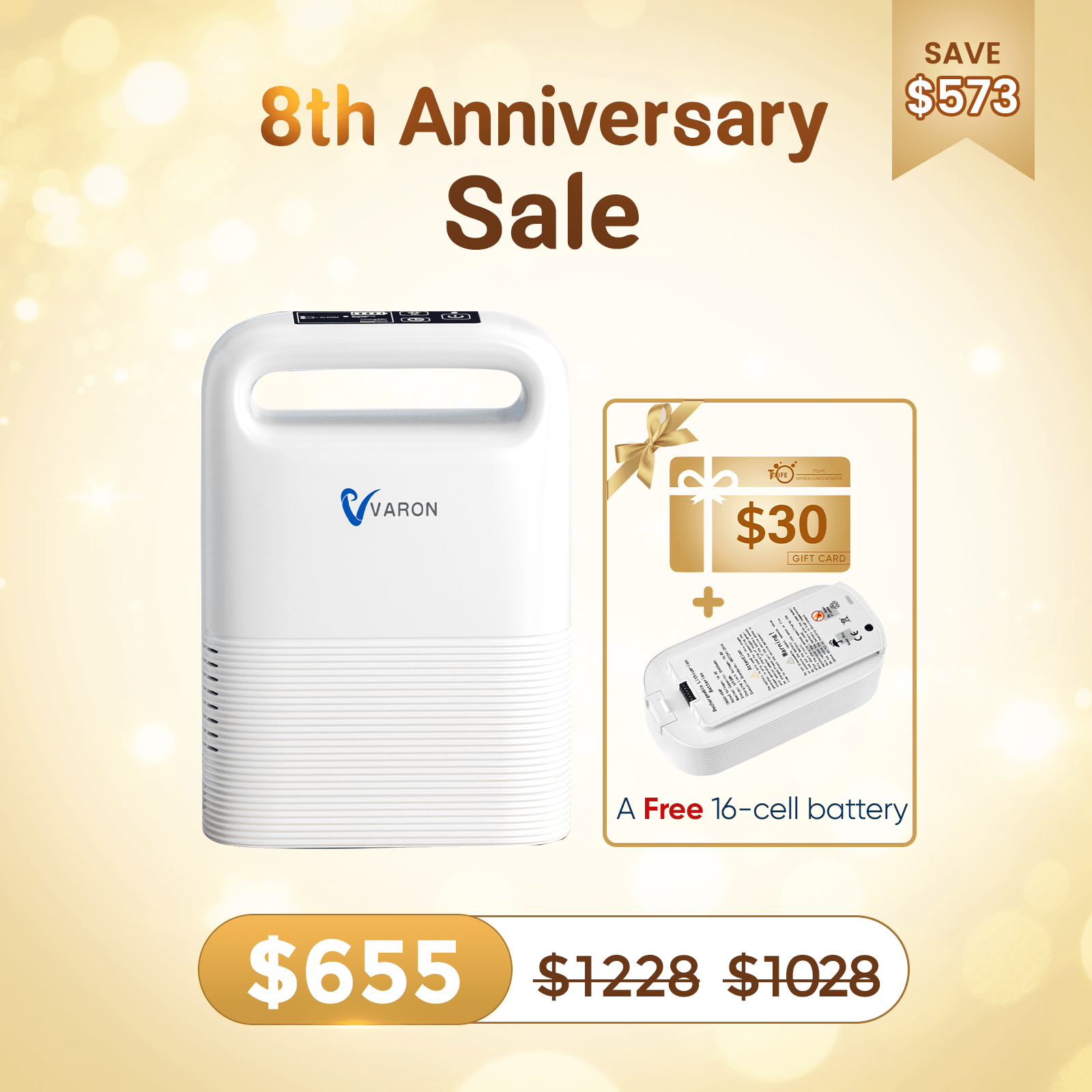VARON 1-5L/min Pulse Flow Portable Oxygen Concentrator NT-02