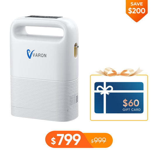 Mini Portable Oxygen Concentrator Varon Pulse Flow Dual Mode NT-02 with Every 3 seconds Oxygen Delivery and 8 or 16 Cell Battery for Travel