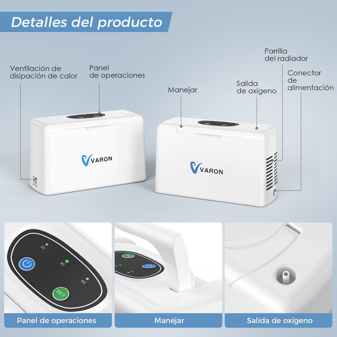 Concentrador Portátil de Oxígeno VARON 3 L/min NT-05