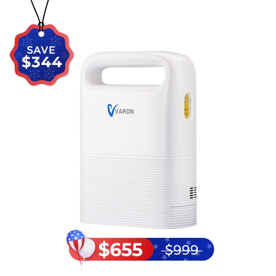 Mini Portable Oxygen Concentrator Varon Pulse Flow Dual Mode NT-02 with Every 3 seconds Oxygen Delivery and 8 or 16 Cell Battery for Travel