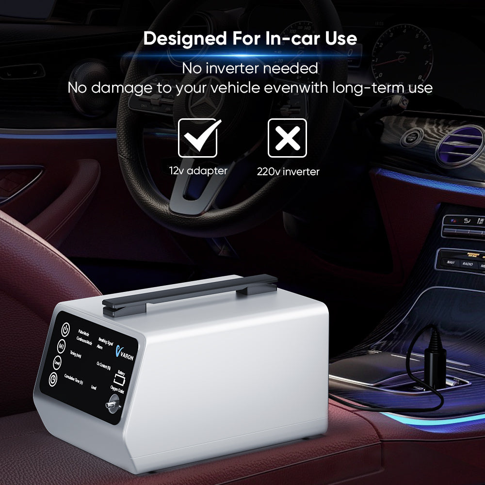 VARON In-Car Portable Oxygen Concentrator for High Altitudes and Travel VT-1 + Free Battery & Adapter