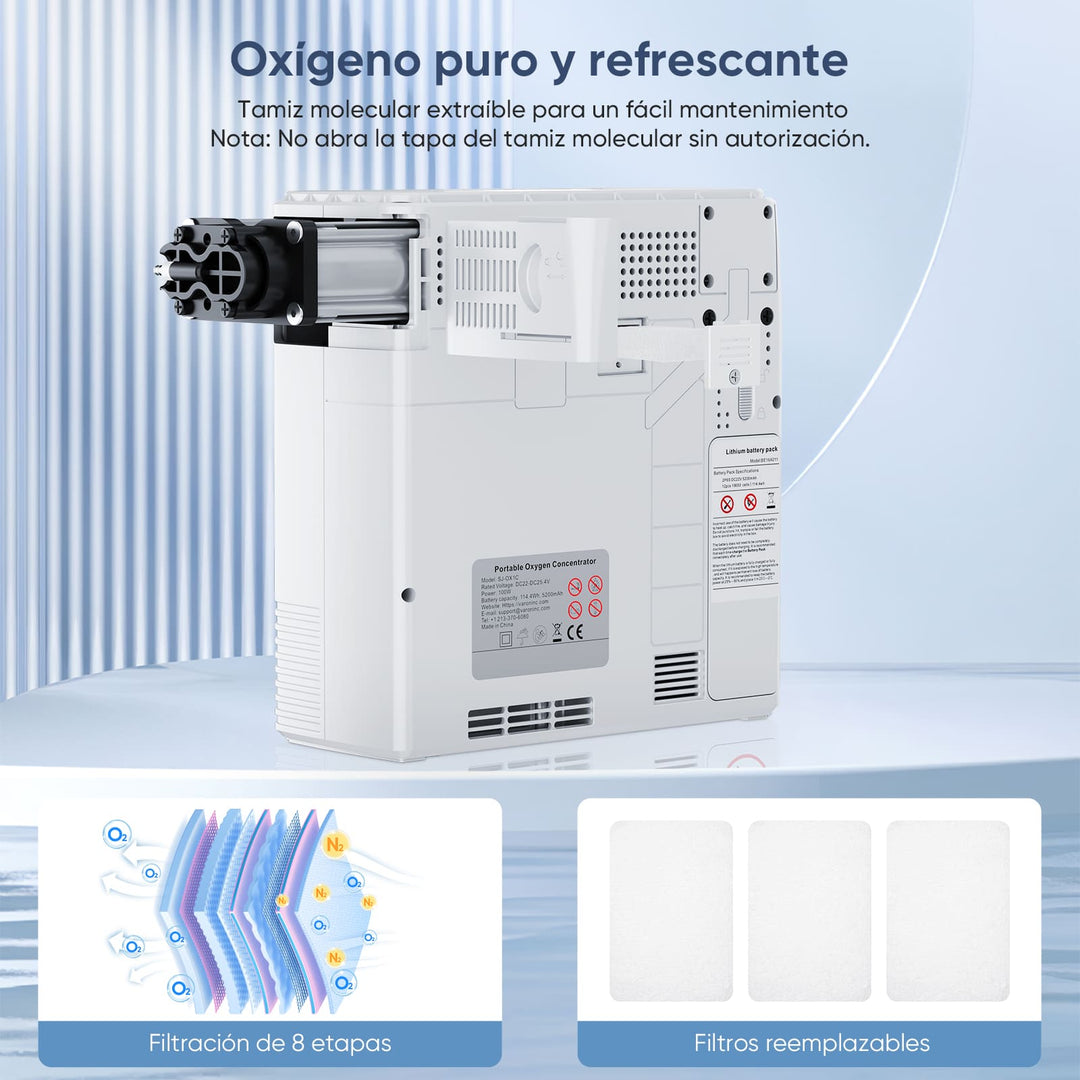 VARON Concentrador de Oxígeno Portátil 1-6L/min NT-06