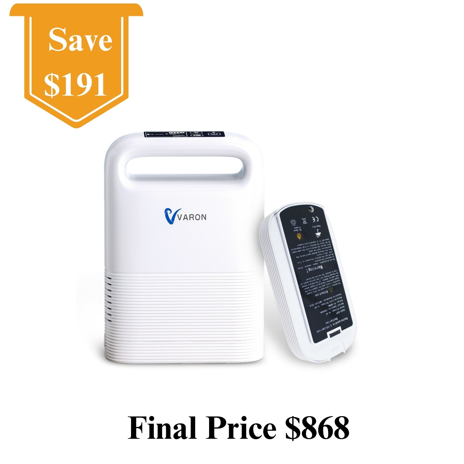 VARON 1-5L/min Pulse Flow Portable Oxygen Concentrator NT-02✨8 Cell/16 Cell Battery