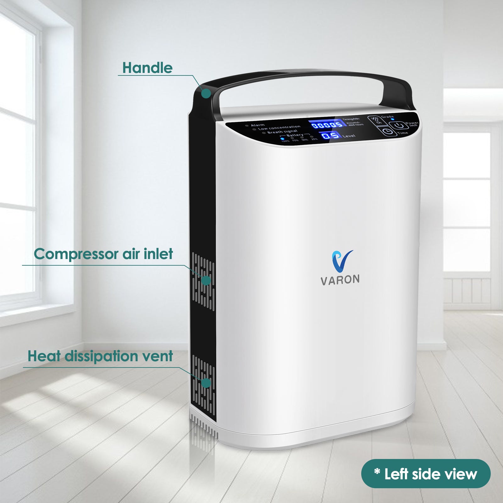 VARON 5L/min Pulse Flow Portable Oxygen Concentrator NT-01