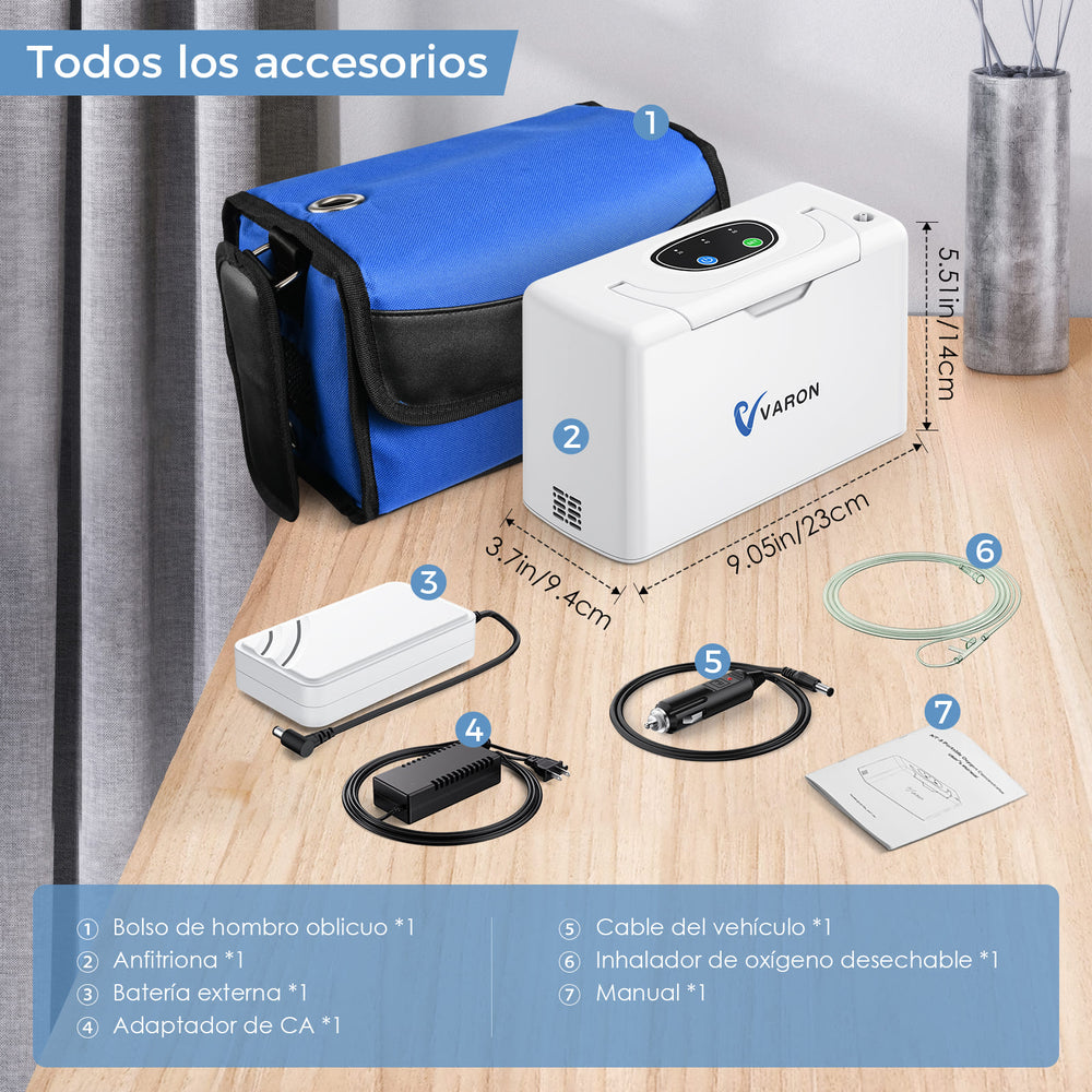 Concentrador Portátil de Oxígeno VARON 3 L/min NT-05